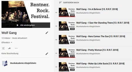 YouTube-Playlist der Wolf Gang